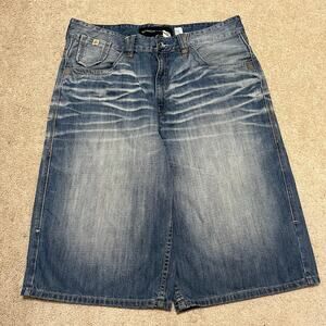 Rocawear Y2K Baggy Skater Acid Washed Faded Embroidered Jorts 38W